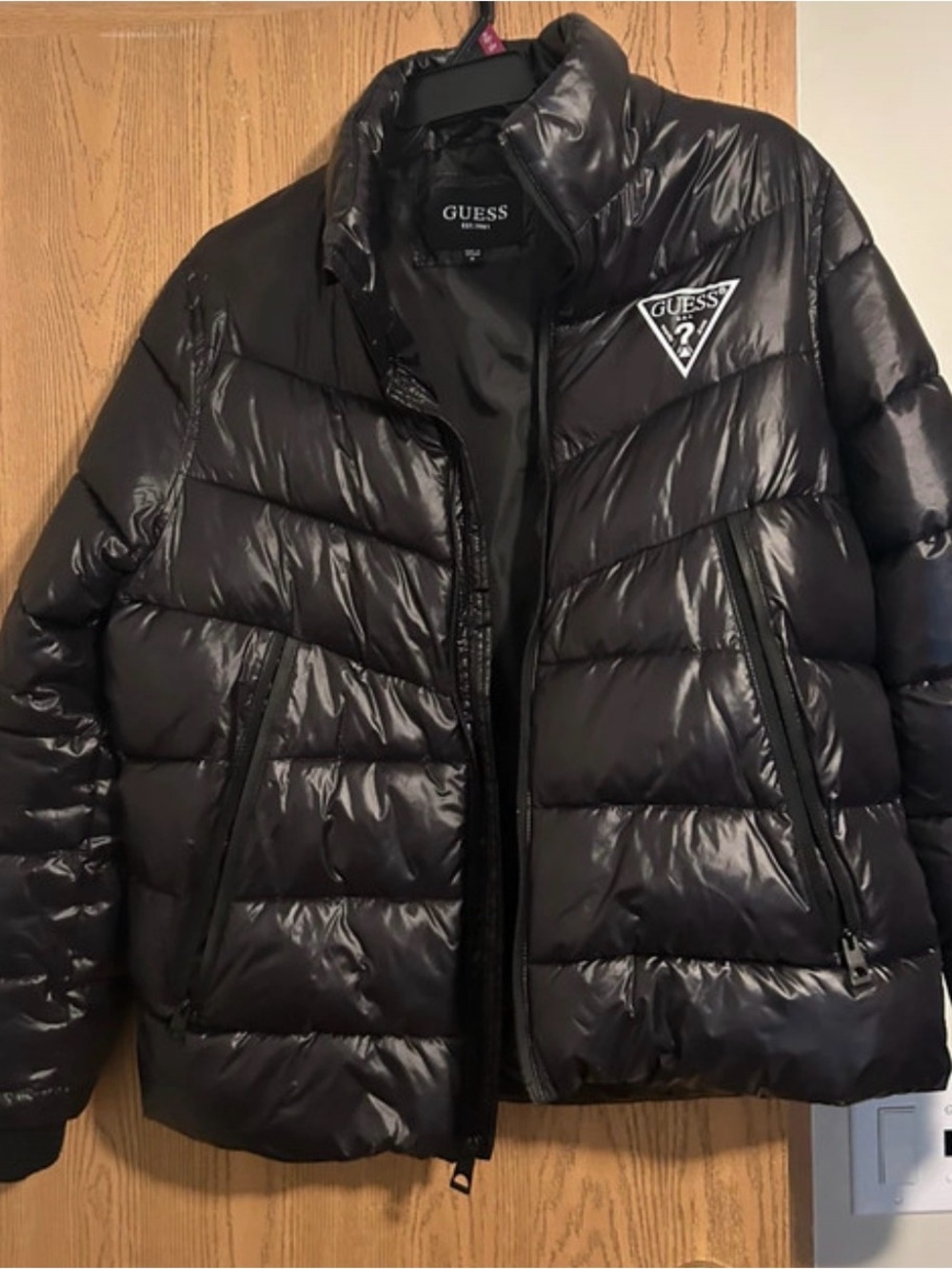 GUESS Shiny Black Quilted Puffer Jacket